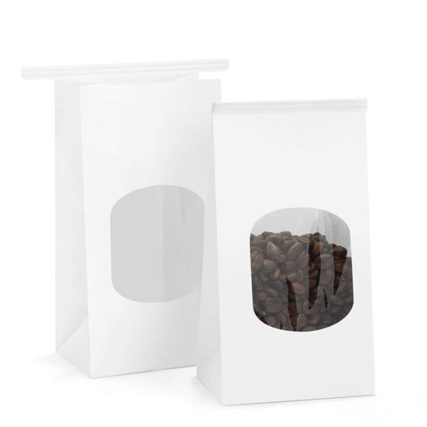 Quality Kraft Paper Coffee Beans Packaging Paper Bags With PVC Transparent Clear Window Customized wholesale