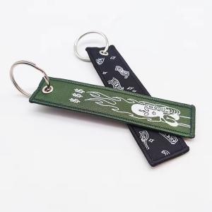 Customized Woven Keychain Aviation Key Tag Keychain Jet Tag with Big Ring