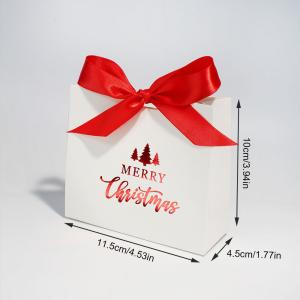 Christmas Gift Boxes With Green Ribbon Party Favors New Year Candy Containers