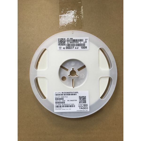 Quality RC0603FR-07100RL 100Ω Precision Resistor 0603 Case 1% Tolerance 100ppm/°C TCR 0.1W Rating Thin Film Technology Halogen-Free RoHS Compliant for Current Sensing & Impedance Matching wholesale