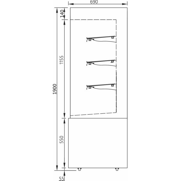 90cm-210cm Width Glass Cake Display Cabinet Air Curtain Heat Preservation