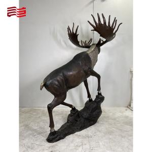 Custom Color Metal Animal Statue Life-Size Bronze Moose Sculpture for Outdoor