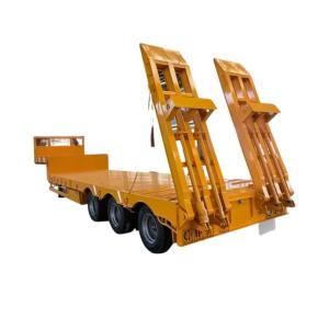 3 Axles 60 Tons Low Bed Low Platform Semi Trailers With Tire Number 28 Steel And