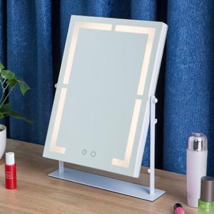 Illuminated Magnifying LED Desktop Mirror With Light , Square Led Mirror