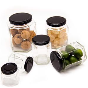 Hexagonal Pickle Glass Pasta Jars Square Food Glass Storage Jars 16Oz
