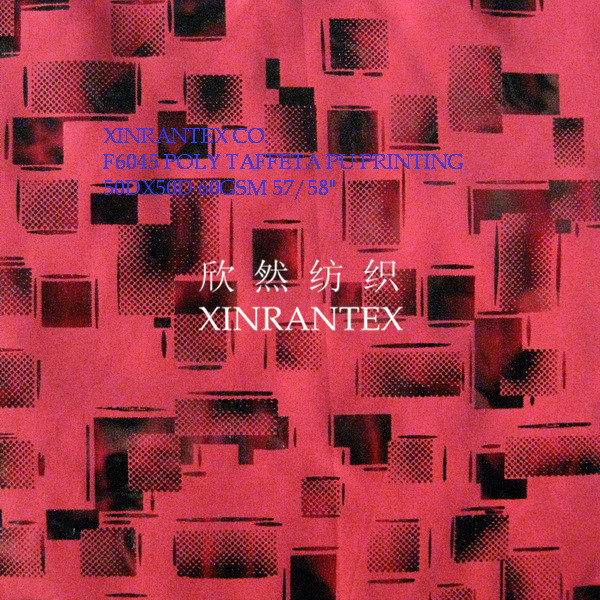 F6045 100% poly taffeta pu printing for outdoor jacket