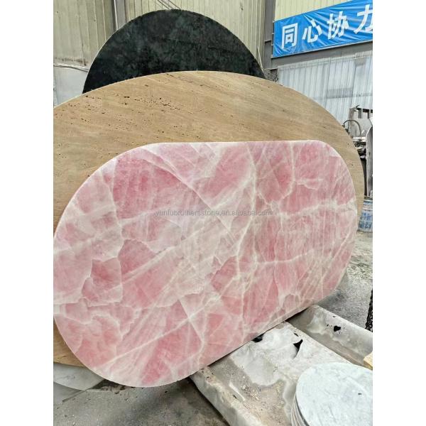 Modern Translucent Crystal Pink Onyx Slab Stone Lamps for Backlit Wall Background Panel