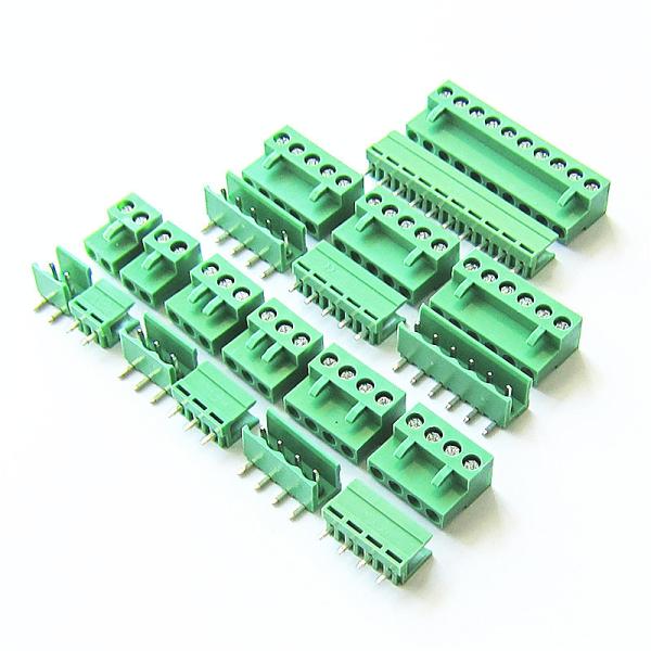 3.96mm Pitch PCB Pluggable Screw Terminal Blocks Plug + Pin Header Socket Green