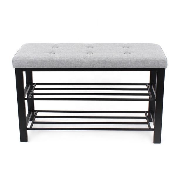 Quality Customized Metal Fabric Shoe Rack Furniture Storage Bench For hallway wholesale