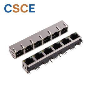 1 x 6 Port Shielded Rj45 Connector , Tab Up 8P8C Combo Modular Rj45 Jack