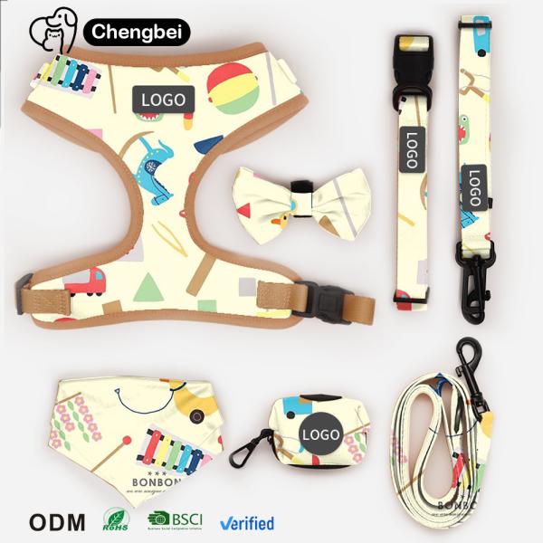 Custom Pattern Designers Reversible Polyester Pet Harness Sets Personalized