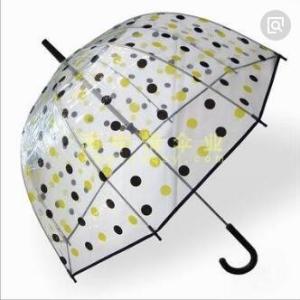 China Transparent See Through Umbrella , Windproof Clear Plastic Dome Umbrella Printed on sale