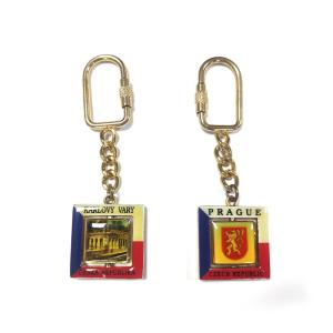 Rotating Doming Decal Metal 3d Zinc Alloy Keychain Customized Prague Souvenir