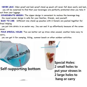 biodegradable eco-friendly Fruit juice liquid plastic bag with straw transparent