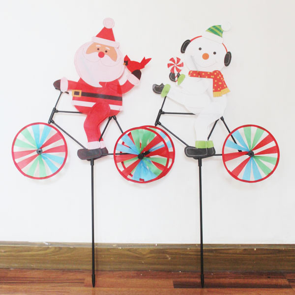 Quality Christmas Bicycle Garden Stake santa claus and snowman wholesale