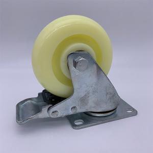 75mm Lockable Nylon Caster Wheels Plate Mounting White Tread