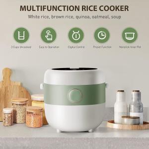 Mini Rice Cooker 2.5 Cups Uncooked, Healthy Ceramic Coating Portable Rice Cooker