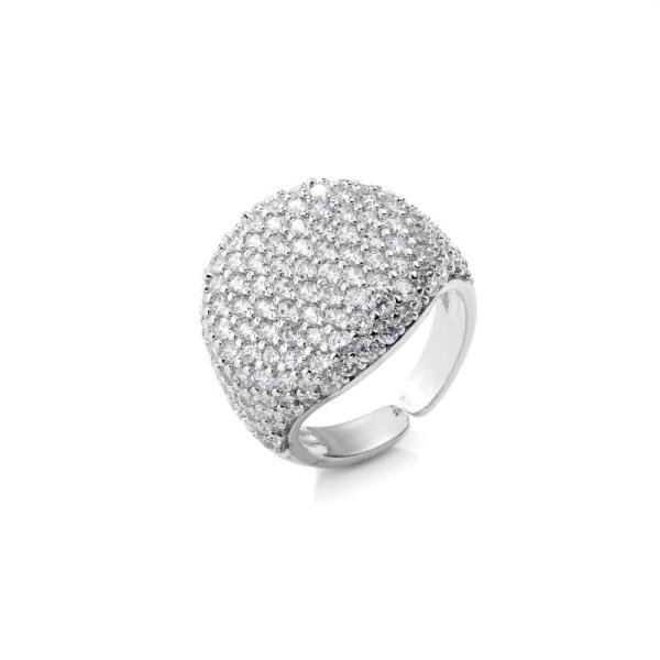 Quality Party Sterling Silver Crystal Jewelry Crystal Open Pave Ring Adjustable wholesale