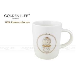 Durable Espresso Coffee Mugs 140cc Cactus Pattern Eco - Friendly AB Grade