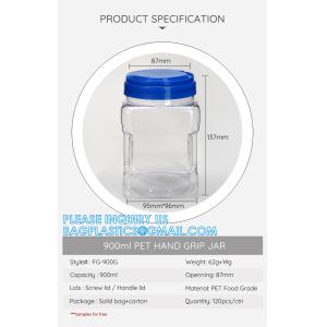 Plastic Square Grip Storage Jar, Candy Buffet Containers, Food Jar, Cosmetic Jar