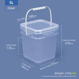 Bulk Sealed Square 5 Gallon Transparent Bucket Food Safe Custom