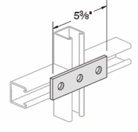 Three Holes Strut Flat Fittings Splice Plate Galvanized Steel 5-3/8" * 1-5/8"