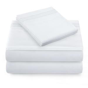 Cheapest Bed Sheet 200TC 100% Polyester Microfiber Three Lines Embroidery Set