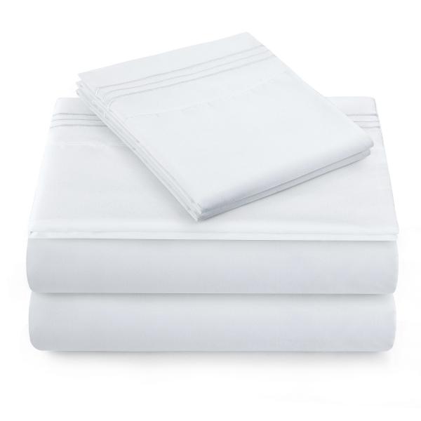 Cheapest Bed Sheet 200TC 100% Polyester Microfiber Three Lines Embroidery Set