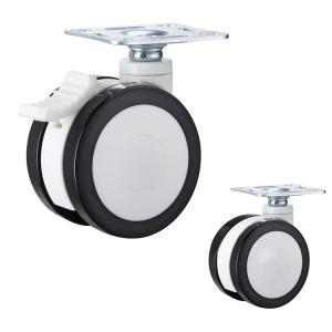 China 142LBS 3 Inch Black PU Swivel Locking Medical Casters Dual Wheel Plate Type Hospital Wheels Supplys on sale