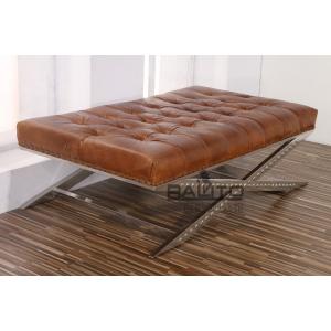 classical old style antique rectangle leather ottoman