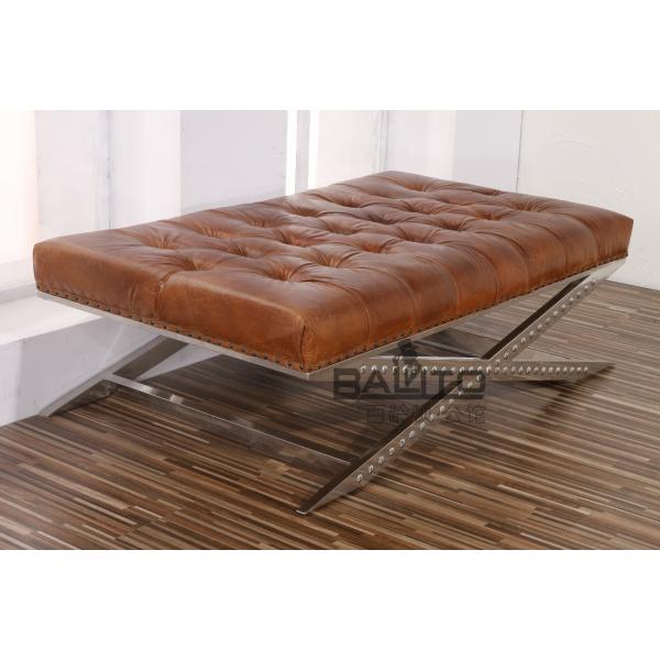 Quality classical old style antique rectangle leather ottoman wholesale