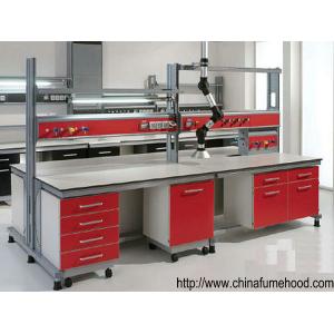 Red Science Lab Workstations With Reagent Shelf And Steel Cabinet