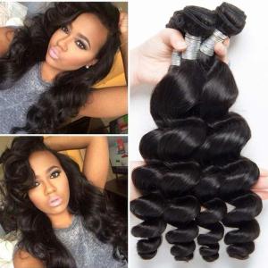 China Peruvian 100 Human Remy Hair Extensions Loose Wave Mixed Length No Tangle on sale