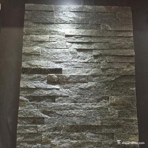 China Black Quartzite Mini Stone Panels , Thin Stacked Stone Veneer Heat Resistance on sale