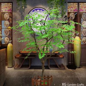 Light Weight Washable Artificial Green Maple Leaves For Pub Decoration