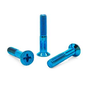 Cobalt Blue PVD Coated Countersunk Phillips Screw Partial Thread & 316L