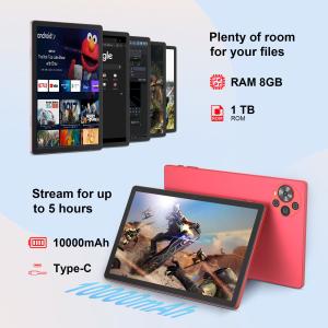 Cheap C Idea Android 14 Tablet 2k Screen Educational Tablet for Students with Keyboard and Mouse CM10500 Plus Red for sale