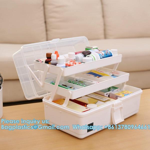 Craft Organizer Storage Box With 3 Layers, Multifunctional Plastic Tool Box With
