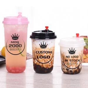 U Shape Thick Hard Bubble Tea Cup 700ml 500ml PP Cups For Milk Tea