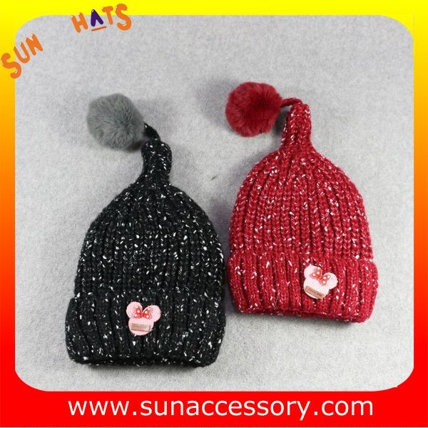AK17024 Sun Accessory winter kids knitted beanie caps and hats with pom pom ,caps in stock MOQ only 3 pcs