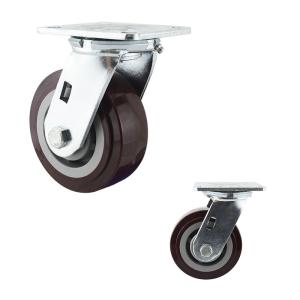 OEM Dark Red Polyurethane Wheel 230kg 5 Inch Swivel Casters
