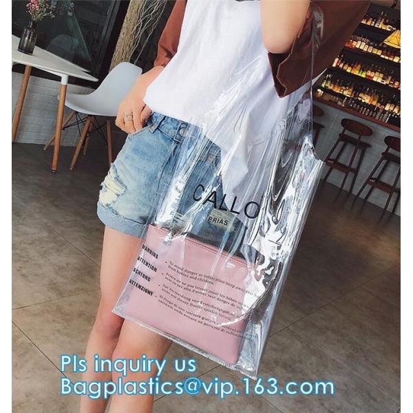 vinyl pvc zippered shopping bag for home/daily use, Wear Resistant Eco Friendly PVC Shopping Bag, Custom Transparent Gif