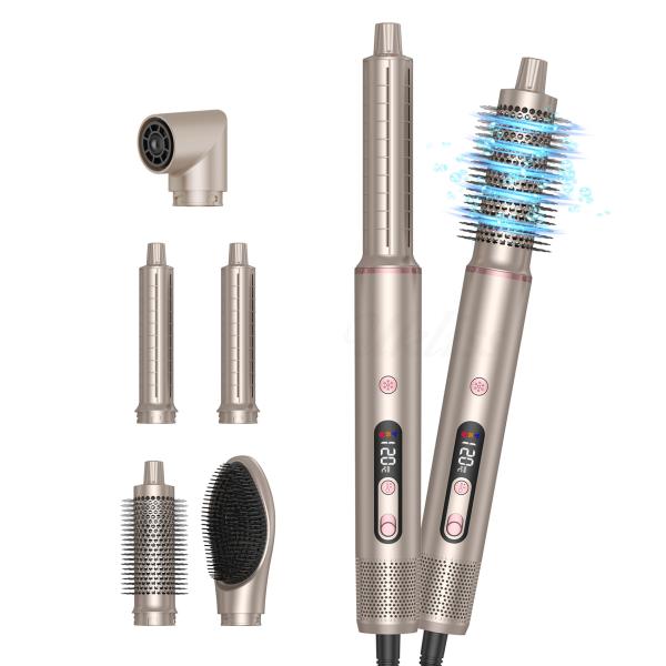 Quality 6 in 1 Professional Hot Air Styler Powerful Hair Dryer & Straightener Set Curling Volumizing Straightening wholesale