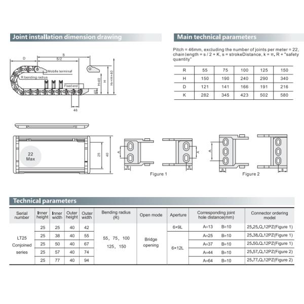 DOWE Wholesale Bridge Type Outer Opening T25 Black Body Economical Plastic Tow Chain