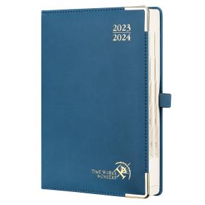 Night Blue Custom 2023 2024 PU Hardcover Academic Planner A5 Vertical Layout