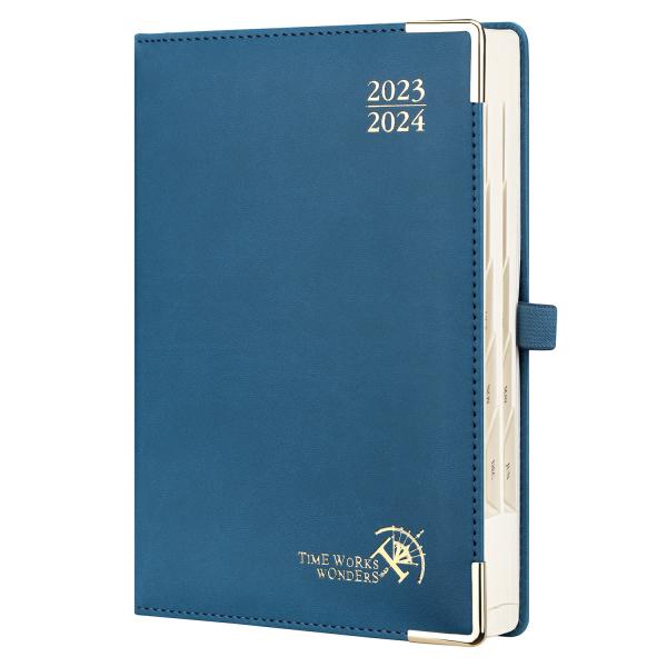 Quality Night Blue Custom 2023 2024 PU Hardcover Academic Planner A5 Vertical Layout wholesale