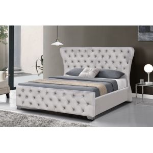Customizable Crushed Velvet King Home Furniture Bed Frame With Buttons