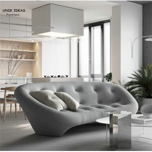 3 Seat Modern Living Room Sectional Sofa Set Moon Shape Fabric With Cuddler