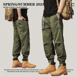 Custom Track Jogger Pants Cargo Multi Pockets Pant Men Khaki Trousers Cargo