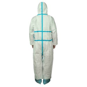 Type 4/5/6 Splash Prevention MP Disposable Coverall With 2-Pieces Hood And Blue